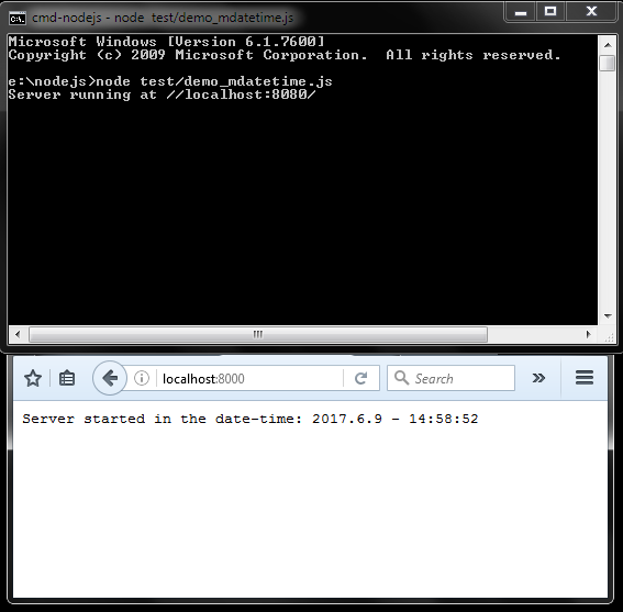 Node.js demo module mdatetime