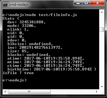 node.js File info