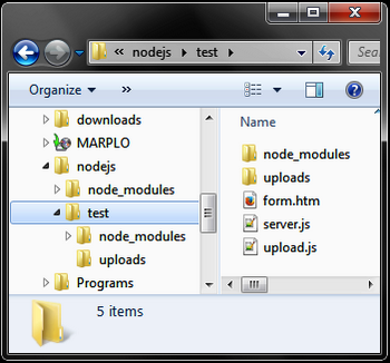 Node.js upload test project