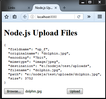 Node.js response upload file